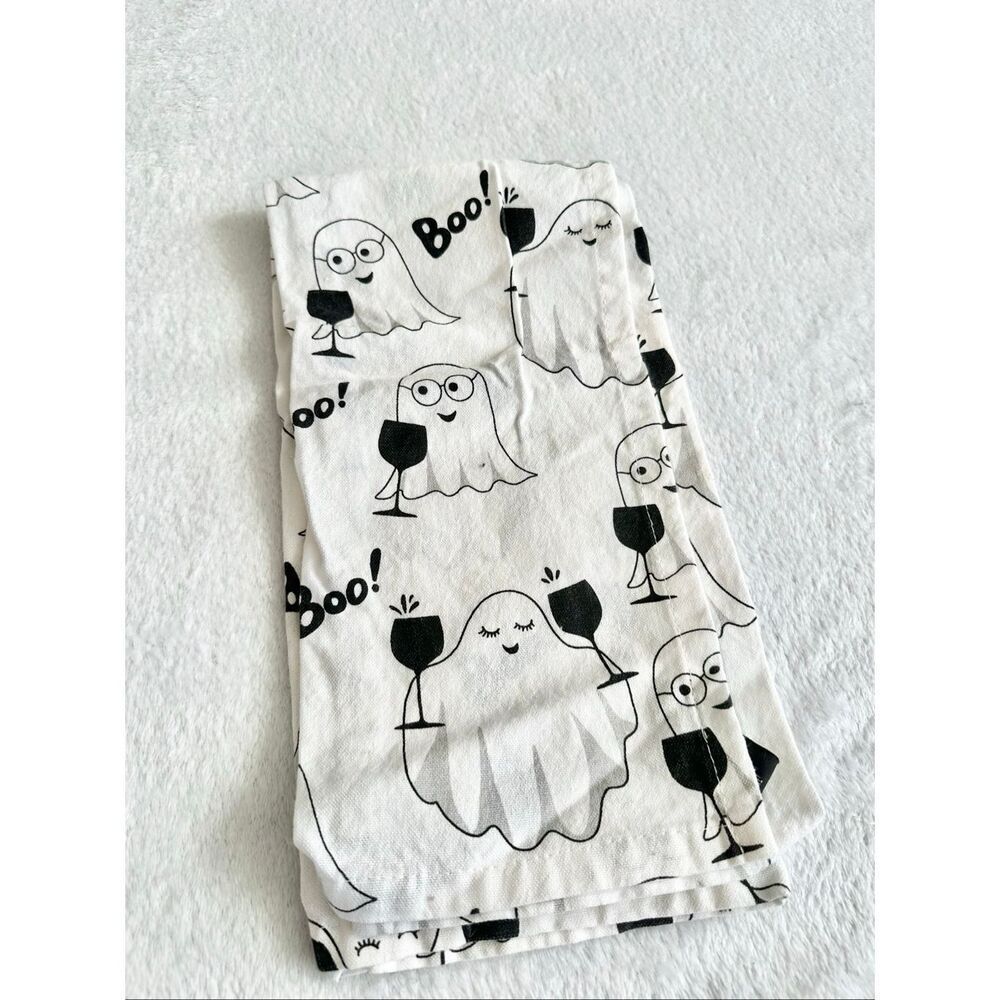 Scary Booze - ghosts with wine glasses Halloween decorative kitchen towel - Doma